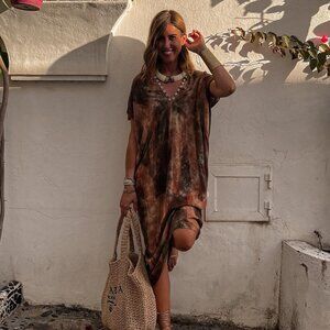 TARIFA SOUL - HAWAII KAFTAN - OCRE - BNWT - ONE SIZE